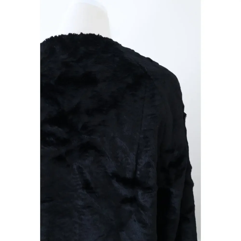 Vintage 1960s Styled By Winter Size L Faux Fur Teddy Coat Double Breasted Black